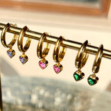 Emerald Heart Drop Hoops