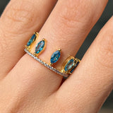 Aqua blue Marquise love ring