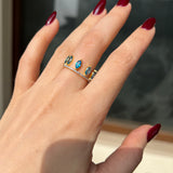 Aqua blue Marquise love ring