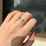 Aqua blue Marquise love ring